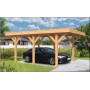 Carport voiture 350x500cm SLOTEN en Mélèze/Douglas toit plat TUINDECO