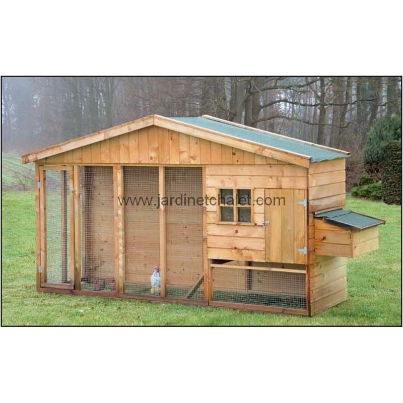 Parc à Poules en Bois Poulailler Sapin Imprégné 302 x 90 x 180 cm — free download