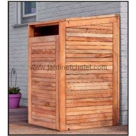 Cache poubelle extérieur simple en bois dur avec ressort Abri cache-poubelle simple en bois dur