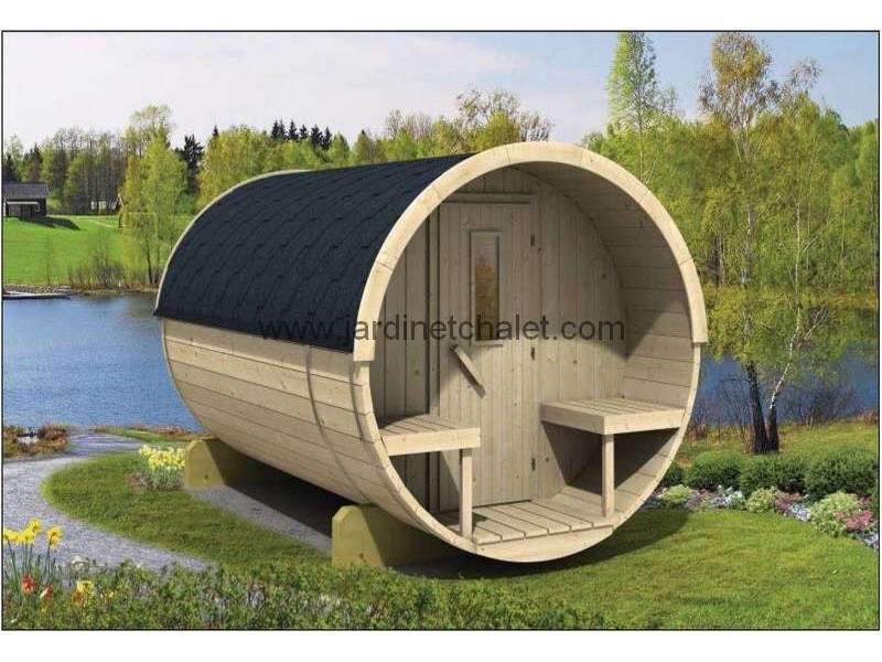 Sauna tonneau 300cm en thermowood TUINDECO