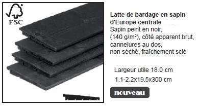 bardage bois en sapin peint en noir