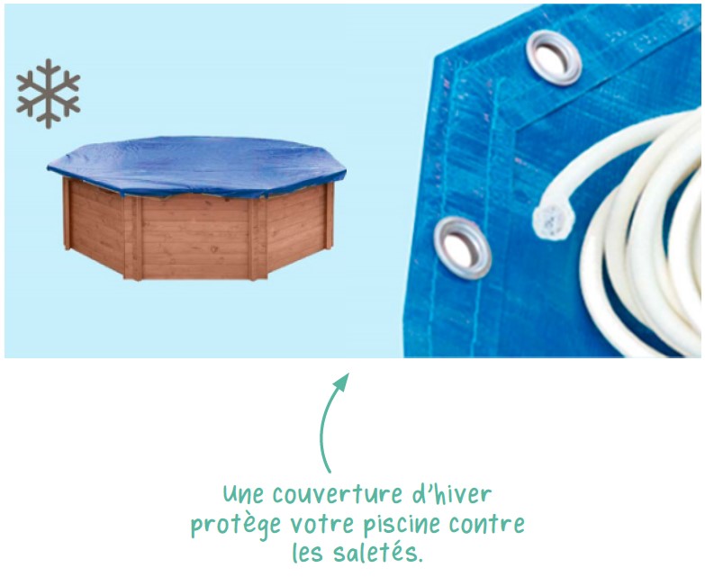 Bâche de protection pour piscine en bois hors sol