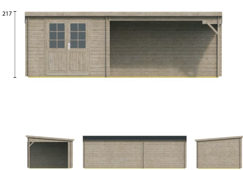 Chalet bois 20m2 300x700cm Carola de Jardin et Chalet