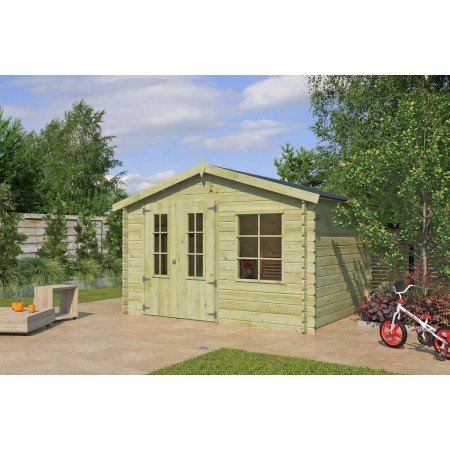 Abri de jardin 8m2 Basile 325x265 - 28mm - Imprégnation verte