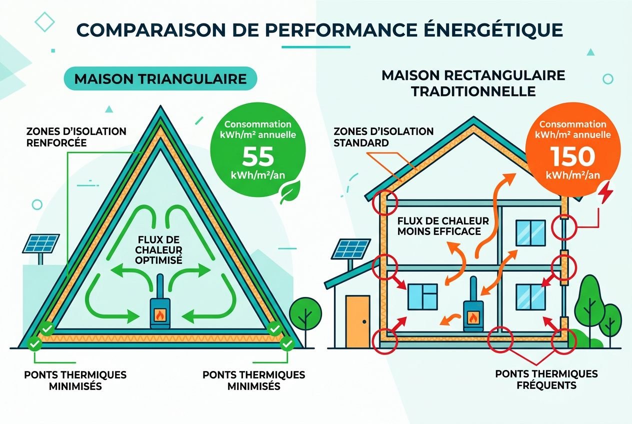 Comparaison performance énergétique maison A-frame
