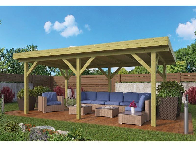 Kiosque bois 20m2 MODERN 340x590cm Rectangulaire toit plat