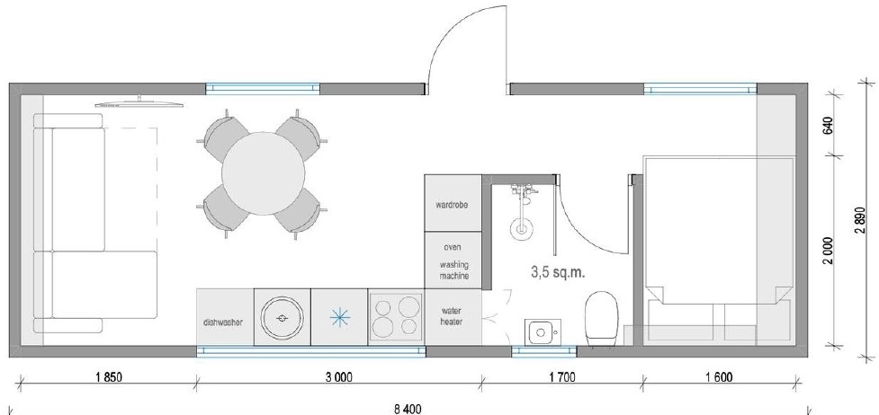 Plan de la Tiny House Baltic 2LM
